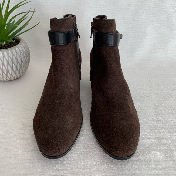 Coach Patricia Chocolate Brown Suede Leather Turn Lock Strap Women's 6(B) - Picture 2 of 14